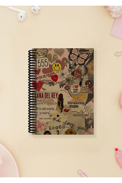 Ludios Υλικό Girls Collage A6 Χωρίς ρίγες Σημειωματάριο με κάλυμμα Kraft (100 φύλλα)