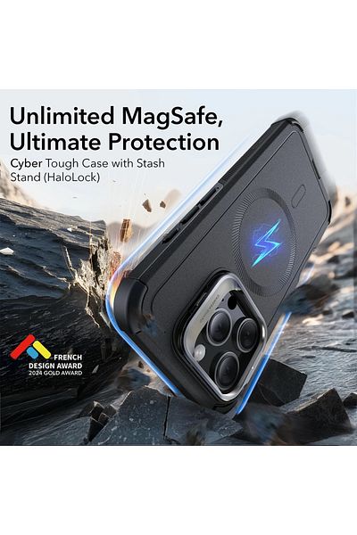 ESR Husă pentru iPhone 16 Pro Max - ESR Cyber ​​Armor cu suport - Negru