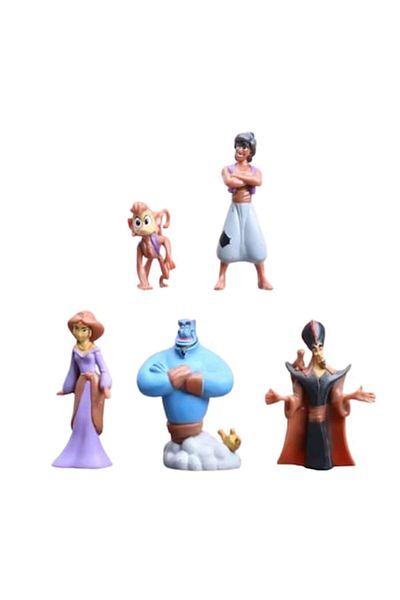 Aladin Set 5 figurine Aladdin, Tnagora®, Aladdin, Abu, Jasmine, Jafar, Duhul, 9 cm