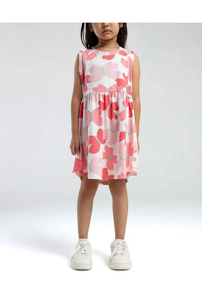 Loule Female Child 100% Cotton Coral & White Dress Ol.Iv2.Rpo1.008