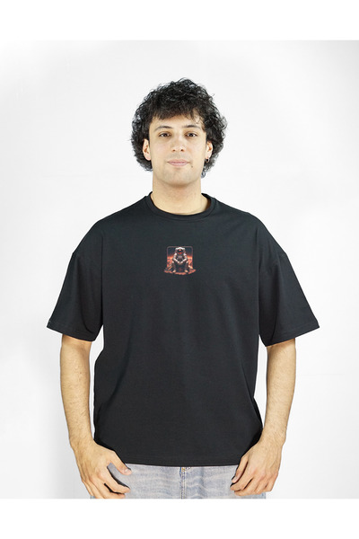 Siyah Renk Baskılı Erkek T-shirt | Unit Ares | Oversize
