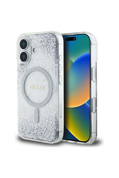 Guess Carcasă pentru iPhone 16 - Guess Hardcase Resin Gradient Glitter MagSafe (GUHMP16SRGGES) - Argintiu