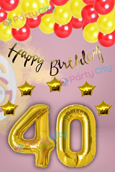 Party City Galatasaray Temalı 40 Yaş Doğum Günü Süsleme Seti | Sarı Kırmızı B...