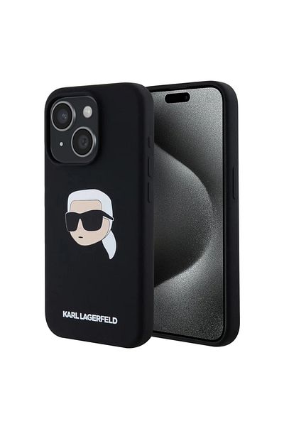 Karl Lagerfeld Case for iPhone 15 - Karl Lagerfeld Silicone MagSafe (KLHMP15SSKHPPLK) - Karl`s Head