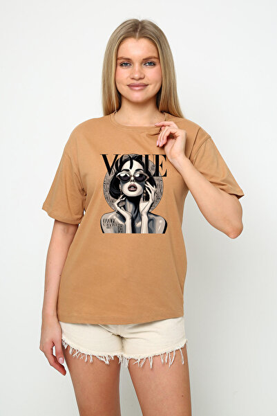 vikitekno огромни очила с принт дамска тениска