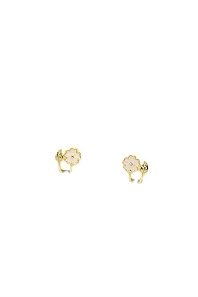 PRATİKOBA Silver Needle Flower Earrings - Gold