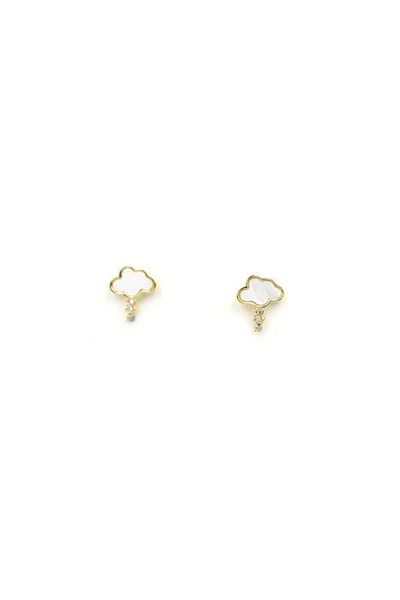 PRATİKOBA Silver Needle Cloud Earrings - Gold