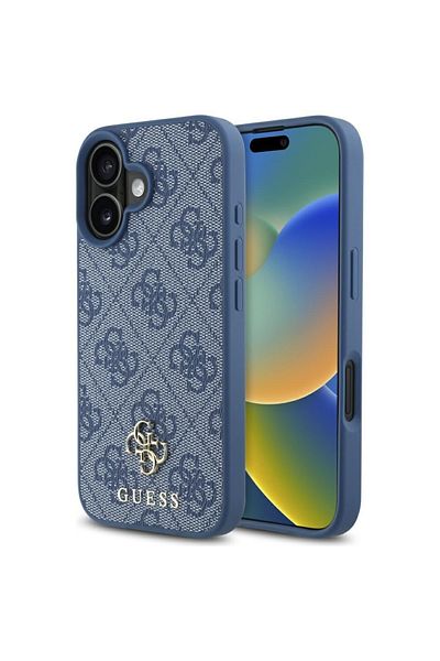 Guess Case for iPhone 16 - Guess 4G Small and Classic Logo MagSafe (GUHMP16SP4SM4MB) - Blue