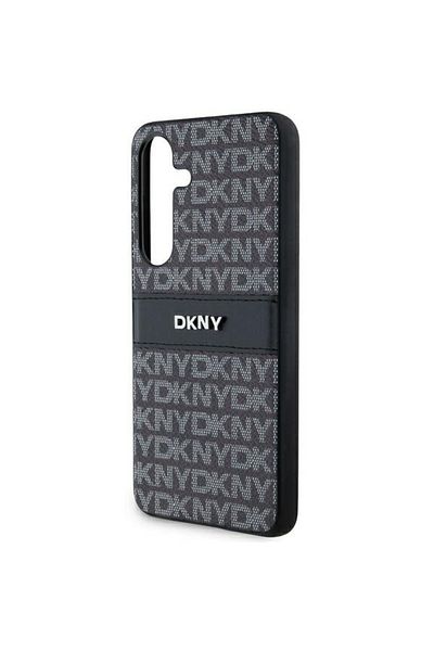 Dkny Samsung Galaxy S24 Case - DKNY Leather Mono Stripe & Metal Logo (DKHCS24SPRTHSLK) - Black