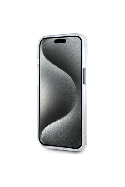 Karl Lagerfeld Case for iPhone 15 Plus - Karl Lagerfeld IML MagSafe (KLHMP15MHLSCHH) - White Metal Choupette`s Head