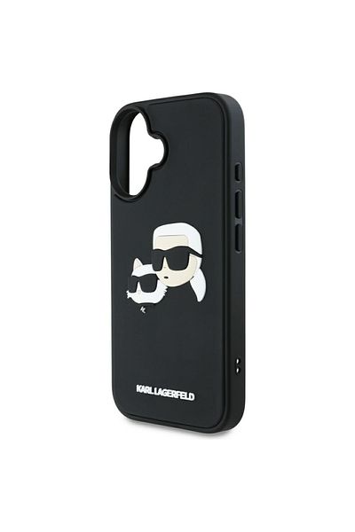 Karl Lagerfeld Case for iPhone 16 - Karl Lagerfeld 3D Design (KLHCP16SRBCKCHLK) - Rubber Karl&Choupette