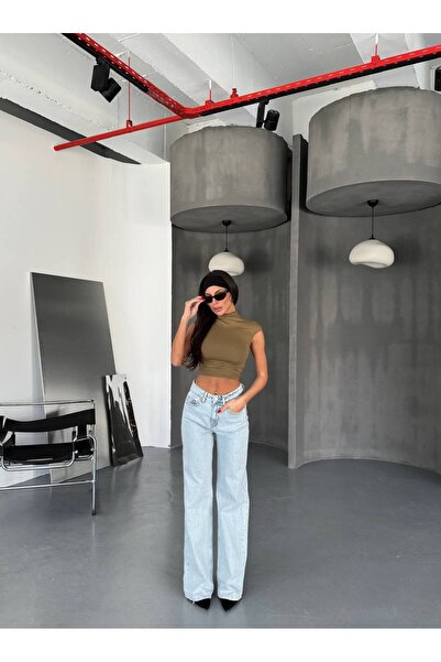 DENİKK Trend Özel TASARIM DÜĞME DETAY WİDE LEG Rahat Kalip Palazzo Pantolon