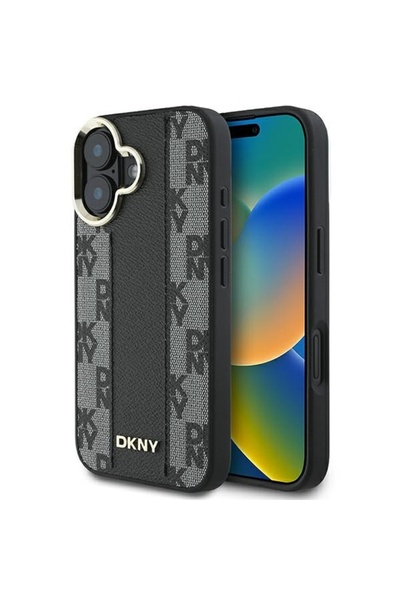 Dkny Husă pentru iPhone 16 Plus - DKNY Husă rigidă din piele cu model în caro...