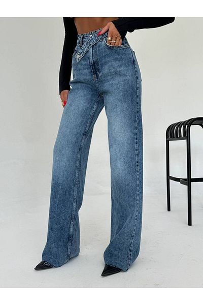 DENİKK Trend Special Design Button Detail Wide Leg Comfortable Fit Palazzo Trousers