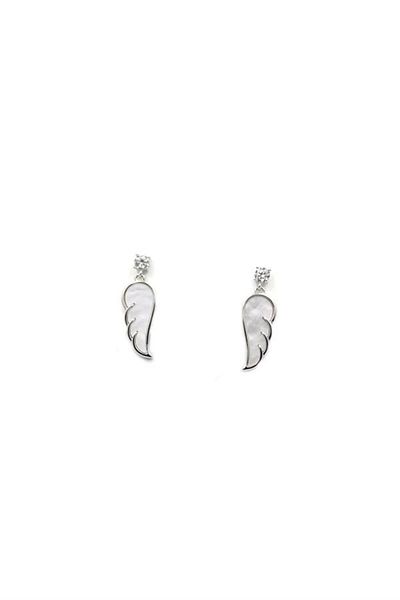 PRATİKOBA Silver Needle Angel Wing Earrings - Silver