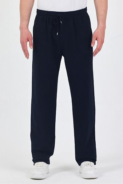kırtex sport k teks şekil Men's Navy Blue Elastic Waist 100% Cotton Trousers