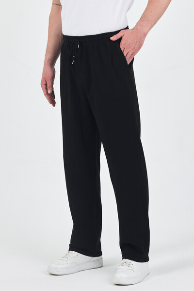kırtex sport k teks şekil Erkek Siyah Rahat Kesim Keten Pantolon