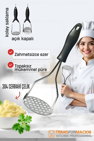 Transformacion Potato Masher 304 Stainless Steel Carrot Banana Avocado Masher 721732