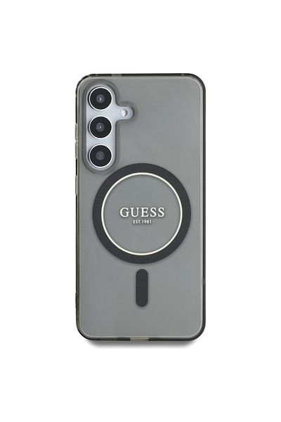 Guess Case for Samsung Galaxy S25 - Guess IML Glitter Circle MagSafe (GUHMS25SHFGEREK) - Black