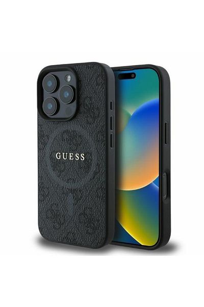 Guess Case for iPhone 16 Pro Max - Guess 4G Ring Classic Logo MagSafe (GUHMP16XG4GFRK) - Black