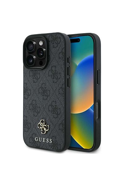 Guess Case for iPhone 16 Pro Max - Guess 4G Small and Classic Logo MagSafe (GUHMP16XP4SM4MK) - Black