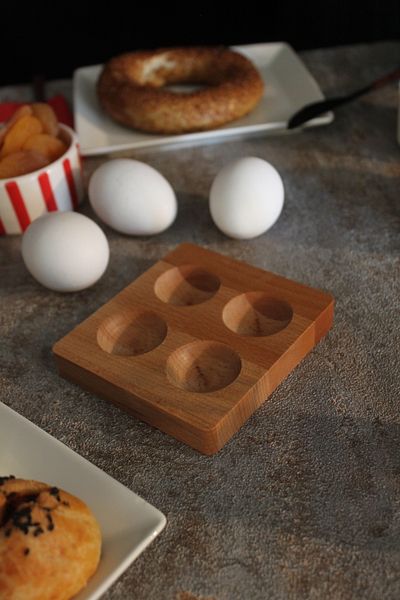 Teknofors Wooden 4-Piece Breakfast Egg Bowl