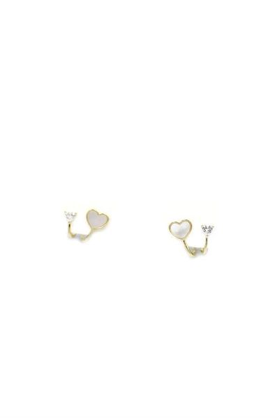 PRATİKOBA Silver Needle Heart Earrings - Gold
