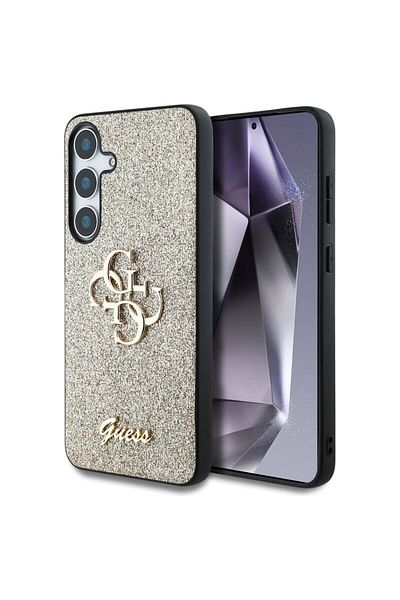 Guess Case for Samsung Galaxy S25 Plus - Guess Glitter Script Big 4G Logo (GUHCS25MHG4SGD) - Gold