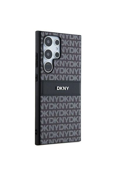 Dkny Husă Samsung Galaxy S24 Ultra - DKNY din piele cu dungi mono și logo metalic (DKHCS24LPRTHSLK) - Negru