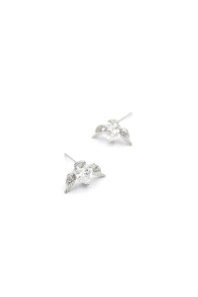 PRATİKOBA Silver Needle Heart Earrings - Silver