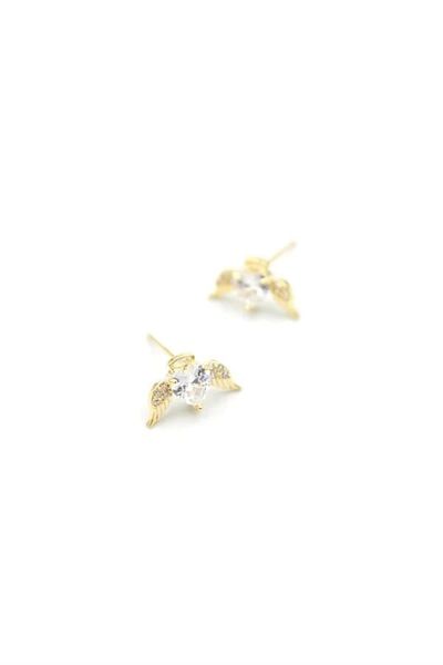 PRATİKOBA Silver Needle Heart Earrings - Gold
