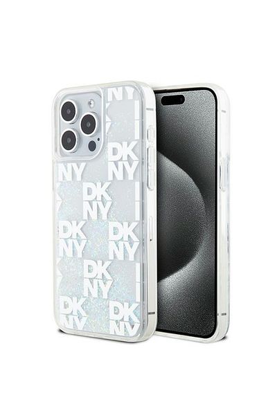 Dkny Case for iPhone 15 Pro Max - DKNY Hardcase Liquid Glitter Multilogo (DKHCP15XLCPEPT) - White