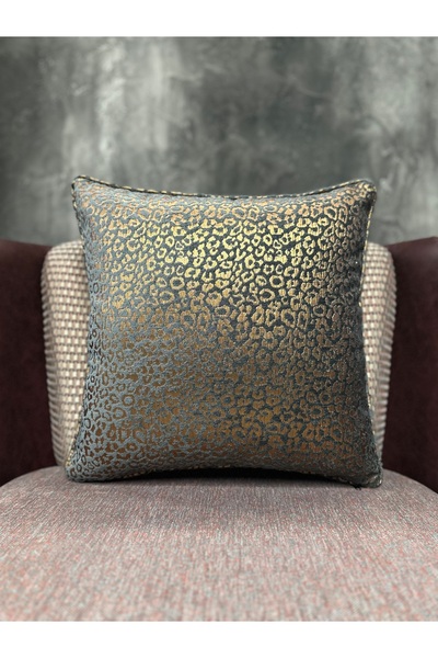 Fabricland Textile Gray - Gold Embroidered Throw Pillow Case 43X43Cm