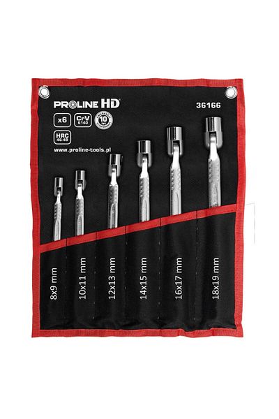 PROLINE Set of wrenches with flexible Cr-Va Hd tubing 8-19Mm - 6P.