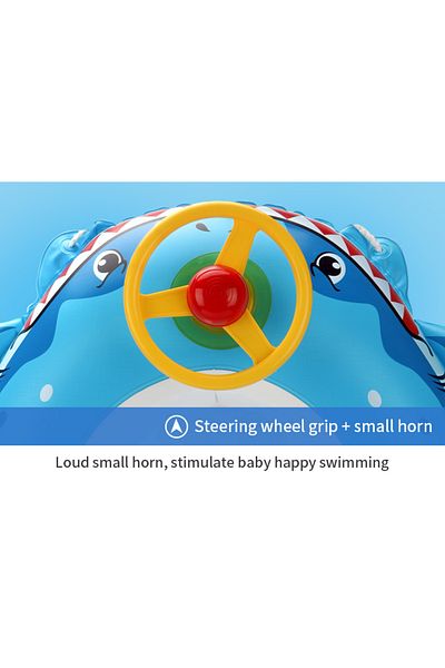 bebeLOGIC Swimming ring for babies and children, fun accessories, steering wheel and horn, Baby Shark, 2-6 years
