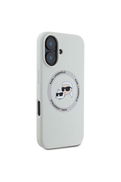 Karl Lagerfeld IPhone 16 Case - Karl Lagerfeld Silicone MagSafe (KLHMP16SSKCHTCE) - Beige Karl&Choupette Head