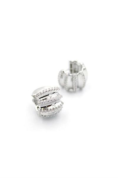 PRATİKOBA Jewelled Hoop Earrings - Silver