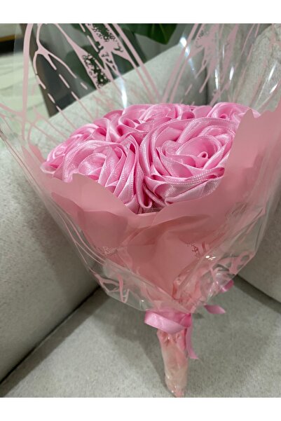 Baalaa Kelebek buketi-Kurdeleden el emeği gül-12 adet-Yapay çiçek buketi(NOT YAZILIR)