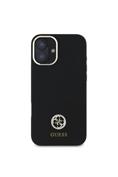 Guess Carcasă pentru iPhone 16 - Guess Silicon Logo Strass 4G (GUHCP16SM4DGPK) - Negru