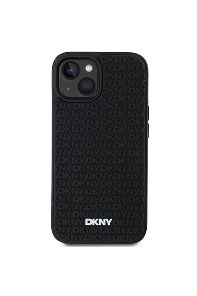 Dkny Case for iPhone 15 - DKNY Hardcase 3D Rubber Repeat Pattern (DKHCP15S3DRPWK) - Black