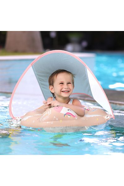 bebeLOGIC Baby and child swimming ring, with straps and tummy support, "UNICORN", suitable for 3-24 months