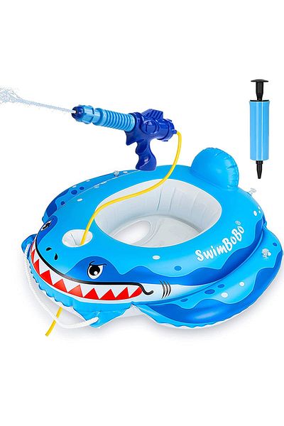 bebeLOGIC Swimming ring for babies and children, fun accessories, water gun, Baby Shark, 1 - 5 years