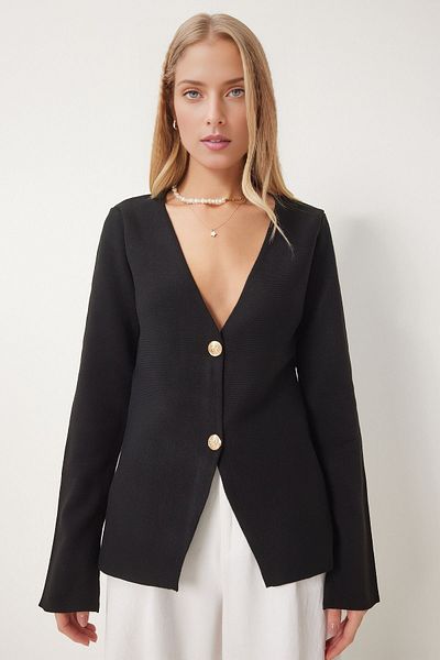 KURGAN TEKSTİL Women's V-Neck Stylish Buttoned Knitwear Cardigan
