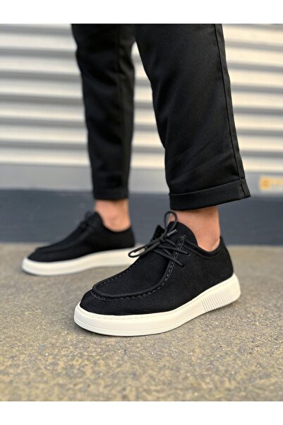 Kuşkaya Ticaret Jy170 Tornado Lace-Up Suede Men's Casual Sports Classic Shoes Sbt - Black