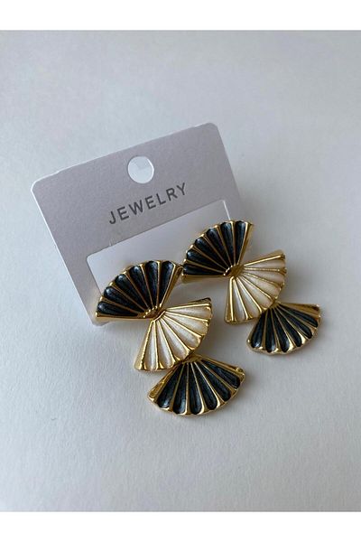 marsel aksesuar Black Fan Model Hanging Earrings