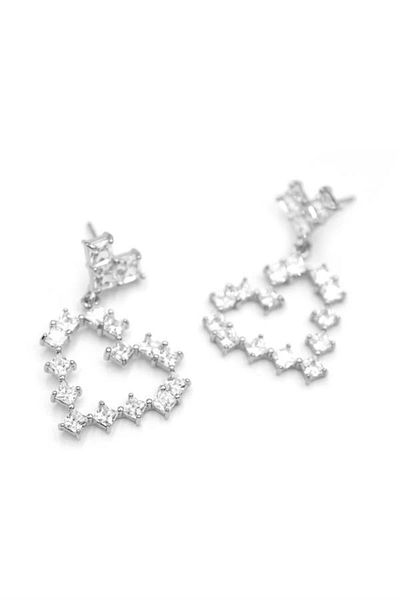 PRATİKOBA Heart Earrings with Stones - Silver