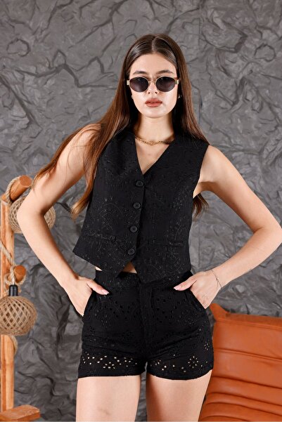 Pulli Collection Scallop Fabric Vest-Shorts Suit