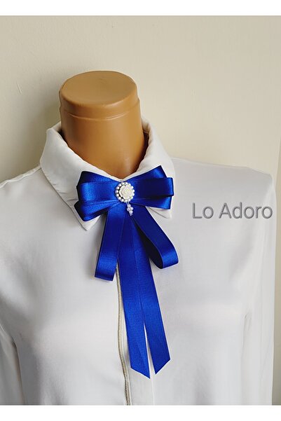 LO ADORO Women's Tie Shirt Accessory Stone Detail Ornate Tie Women's Collar Pin Brooch Special Design Tie