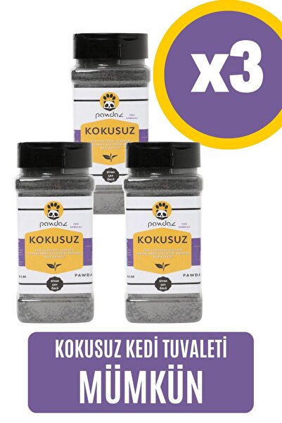 pawdaz Kokusuz X 3 - Aktif Karbon Ve Siyah Çay Özlü Kedi Kumu Kokusu Giderici...