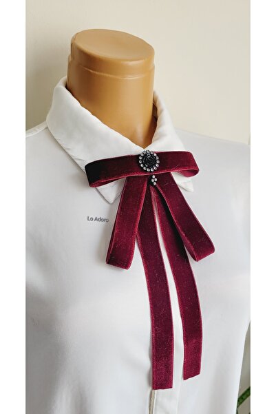 LO ADORO Women's Tie Shirt Accessory Stone Detail Ornate Tie Women's Collar Pin Brooch Special Design Tie